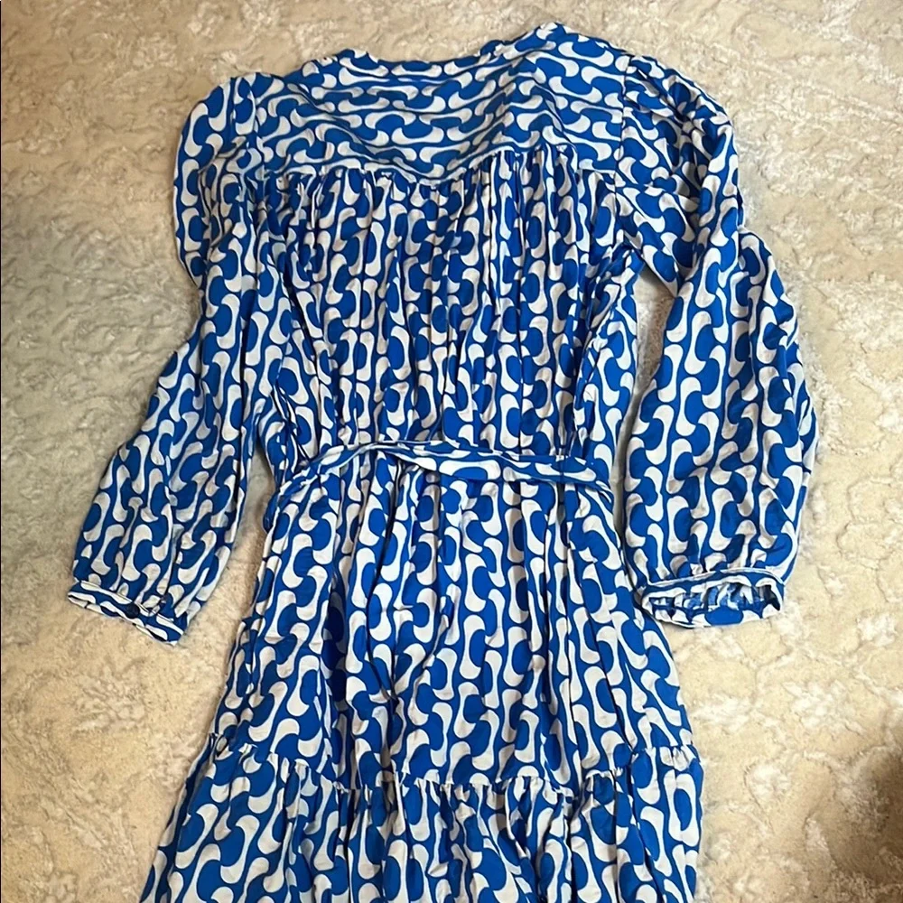 Zara | Blue and White Puff Sleeve Sundress - Picture 10 of 11